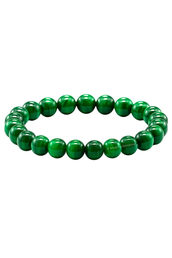 Malachite Bracelet - 8mm Beaded Stretch Bracelet and Healing Stones