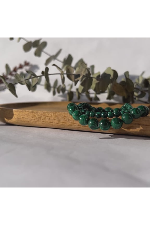 Malachite Bracelet | Stone Beads Bracelet | Focus on Heart Chakra | Stunning Gem Patterns Tones | I embrace change. Malachite is the metamorphosis stone. With its vibrant green hues and uniq