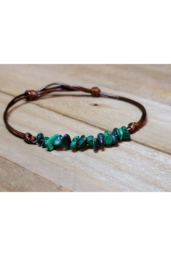 Malachite Chip Bracelet Handmade Genuine Crystal Bracelet