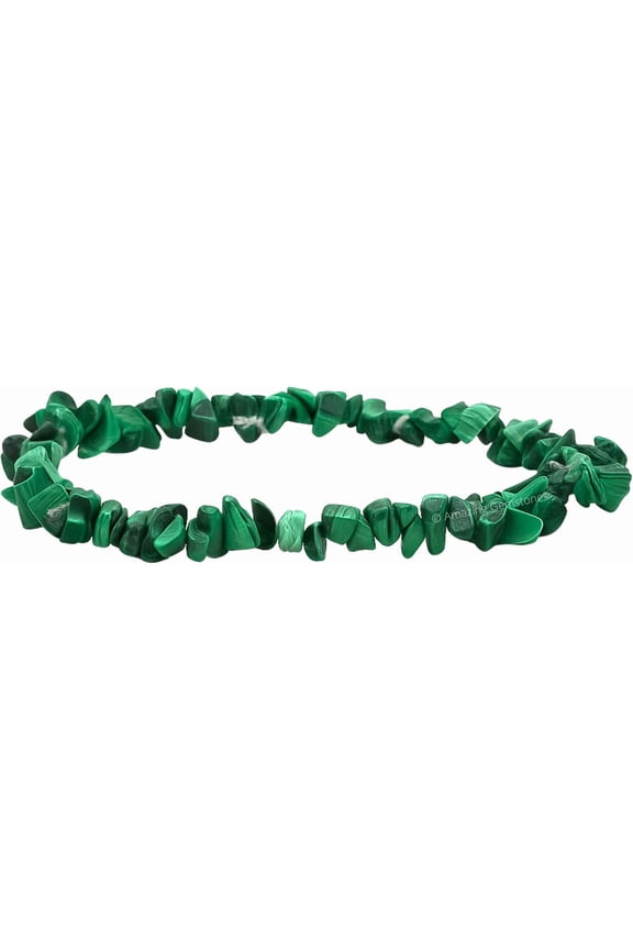 Malachite Chips Bracelet Healing Crystal Bracelet for Men & Women, Balance & Positive Energy Jewelry