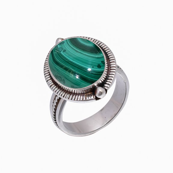 Malachite - Congo 925 Sterling Silver Ring, Adjustable Ring, Silver Jewelry Ring, Green Ring, Oval Ring, Dainty Ring, Handmade Ring, Gemstone Ring, Gi