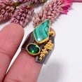 thumbnail image 1 of Malachite - Congo & Chrome Diopside Black And Gold Plated 925 Sterling Silver Ring s.9 Sku54, Green Ring, Natural Gemstone Ring, 1 of 2