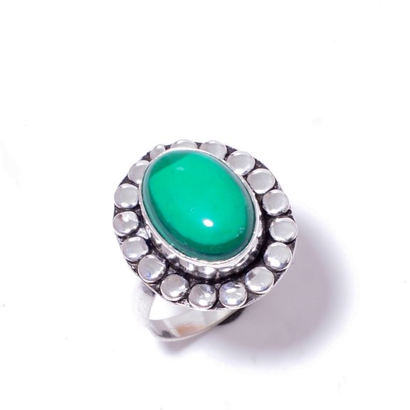 Malachite - Congo Gemstone 925 Sterling Silver Handmade Ring S.8 R53