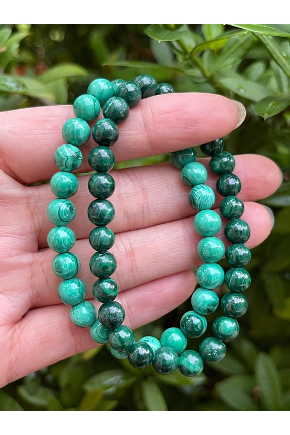 Malachite Crystal Bead Bracelet 7-8mm, Wholesale Genuine Malachite Stretch Gemstone Bracelet, Gift for Men & Women (1)