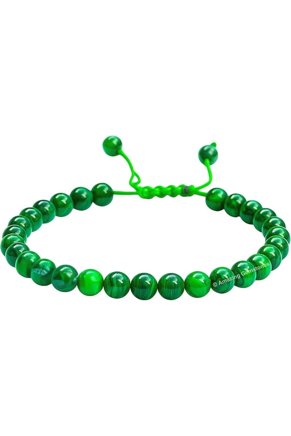 Malachite Crystal Bracelet - 6mm Beaded Bracelet and Healing Stones