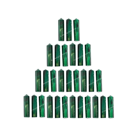 Malachite Crystal Points Bulk 3 Pcs, Hexagonal Healing Point