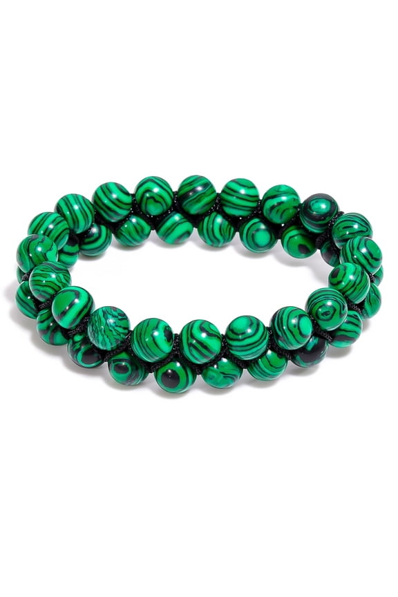Malachite Gemstone Beaded Bracelet 8MM Round Elastic Stretch Bracelet, Handmade Healing Crystal Jewelry for Men & Women