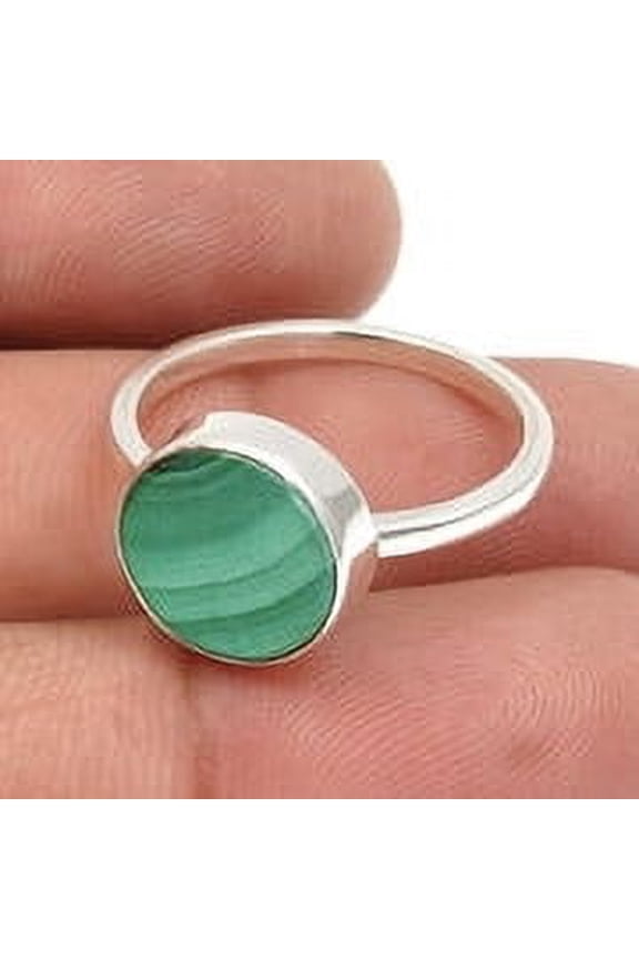 Malachite Gemstone Cocktail Ring Women Gift 925 Sterling Silver Size 6.5