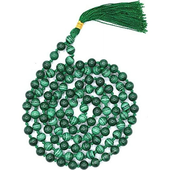 Malachite Mala Beads 108 Buddhist Prayer Beads Japamala Hand Knotted