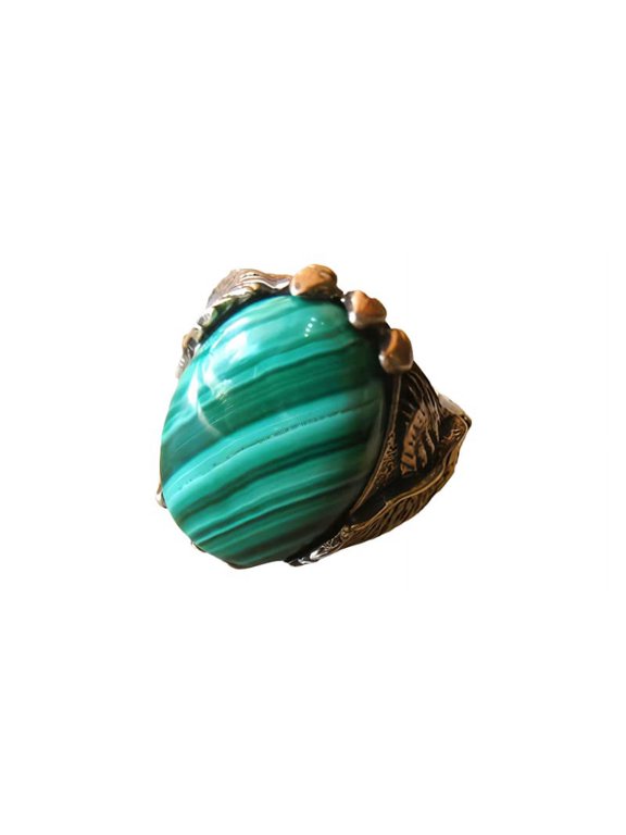 Malachite Mans Ring, Natural Green Malachite, Eagle Claw, Silver Jewelry, 925 Silver Ring, Birthday Gift, Heavy Mens Ring, Arabic Design, Ottoman Style Ring, Christmas, Turkey Mens Signet Ring