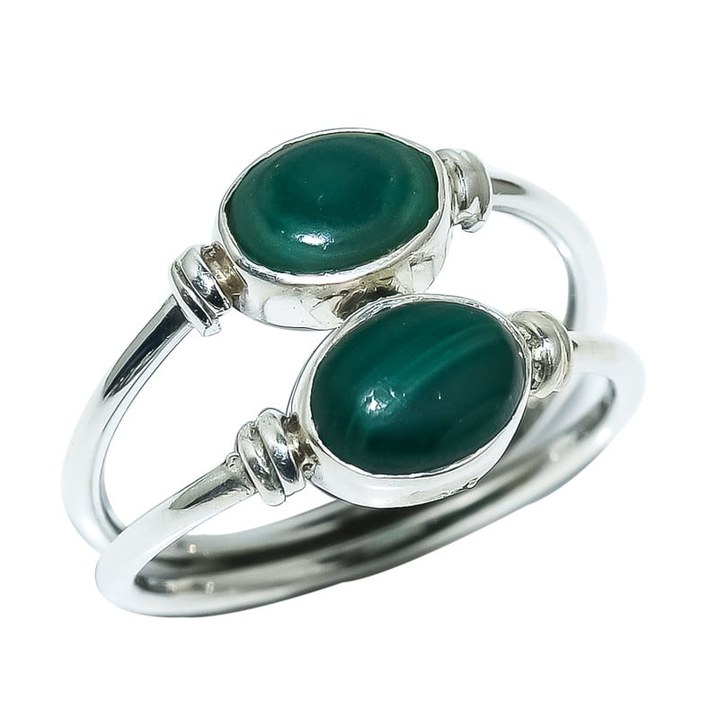 ANIKA JEWELLERS Malachite Natural Gemstone 925 Sterling Silver Ring For Her MR-12