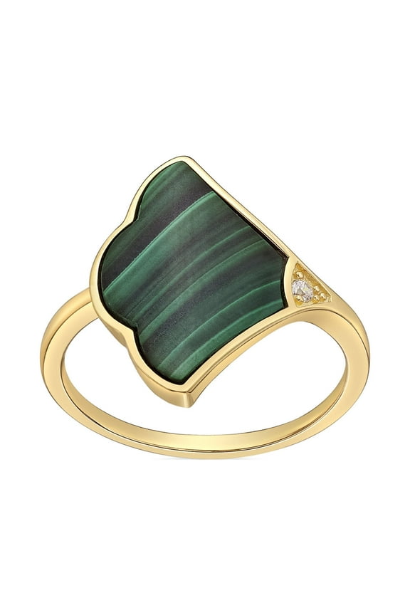 Malachite Prima Donna Ring - Yellow Sterling Silver - Size 7