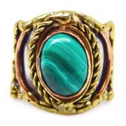 Anju Mixed Metal and Malachite Stone Ring for Women