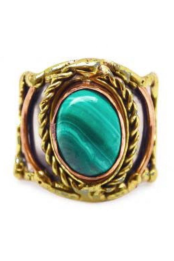Anju Mixed Metal and Malachite Stone Ring for Women