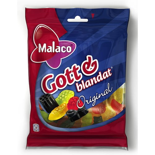 Malaco Gott & Blandat Original Fruit & Liquorice Wine Gums 160g, British Import (Pack of 6)