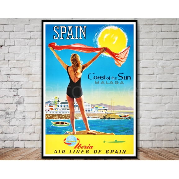 Malaga Spain Beach Poster, Unframed Paper Poster 8x10in