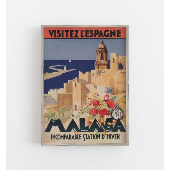 Malaga Spain Vintage Travel Poster: Coastal City ArtDownload, Poster Only