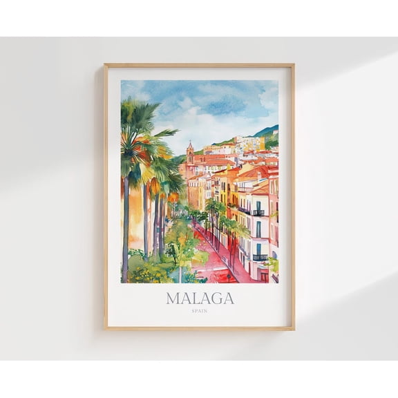 Malaga Spain Wall Art Poster Home Decor Travel Poster, Unframed Size 8x12