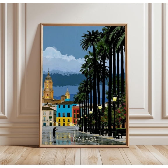 Malaga Travel Cathedral City Print Spain Wall Art, Unframed Paper Print