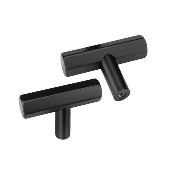 Malai Series 2 in. (50 mm) Black Matte Solid Brass Hexagonal Pull Kitchen Hardware Cabinet Handles T-Bar Cabinet & Furniture Knob (10-Pack)