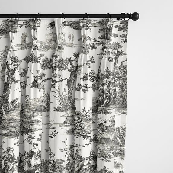 Malaika Black Pinch Pleat Drapery Panel - Pair 20"x84"