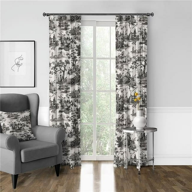 Malaika Pinch Pleat Drapery Panel, Black - 20 x 120 in. - Pack of 2