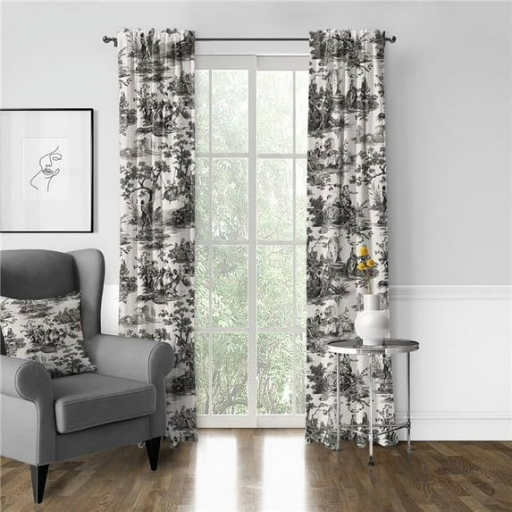 Malaika Pole Top Drapery Panel, Black - 50 x 96 in. - Pack of 2