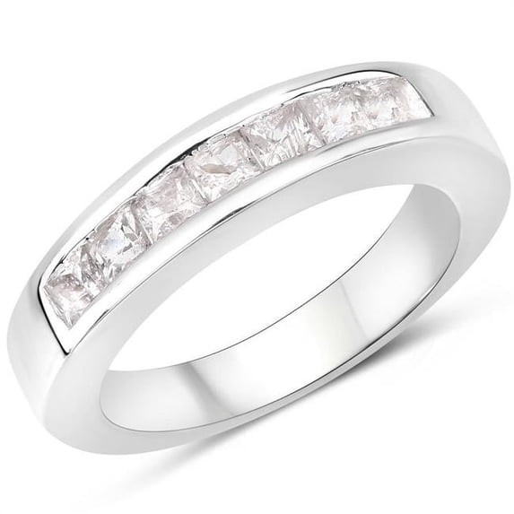 Malaika QR2023WSAPH-SSR-8 1.05 Carat Genuine White Sapphire 0.925 Sterling Silver Ring