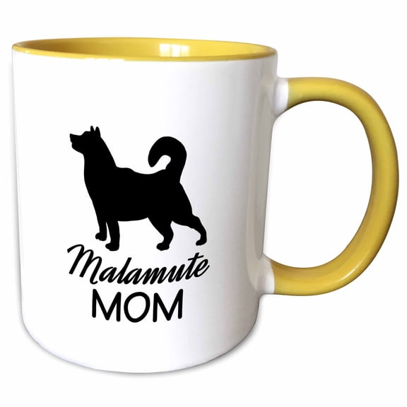 3drose, Malamute Dog Mom - Alaskan Malamute, 15oz Two-tone Yellow Mug