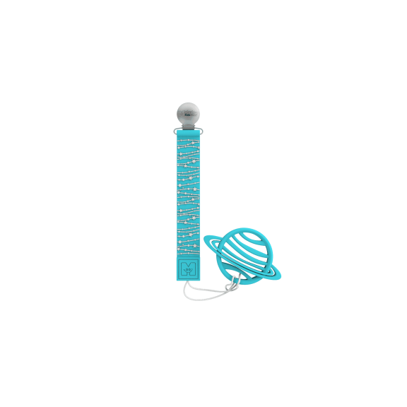 Malarkey Kids Textured Stars & Saturn Baby Teether with Teether Tether Combo, Green, 1 Count