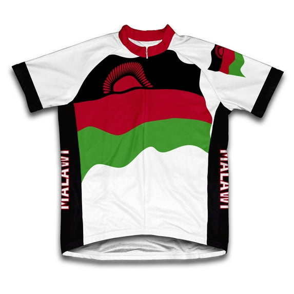 Malawi Flag Short Sleeve Cycling Jersey for Men - Size M