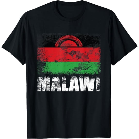 Malawi Flag T-Shirt | Malawian Flag TeeMen and women, Black T-shirt, size: Extra large