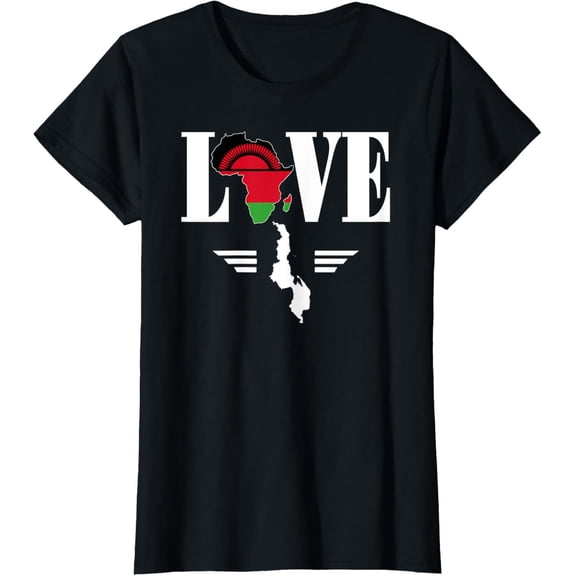 Malawian pride I love Malawi flag map Africa map t-shirtMen and women, Black T-shirt, size: Extra large S-4XL