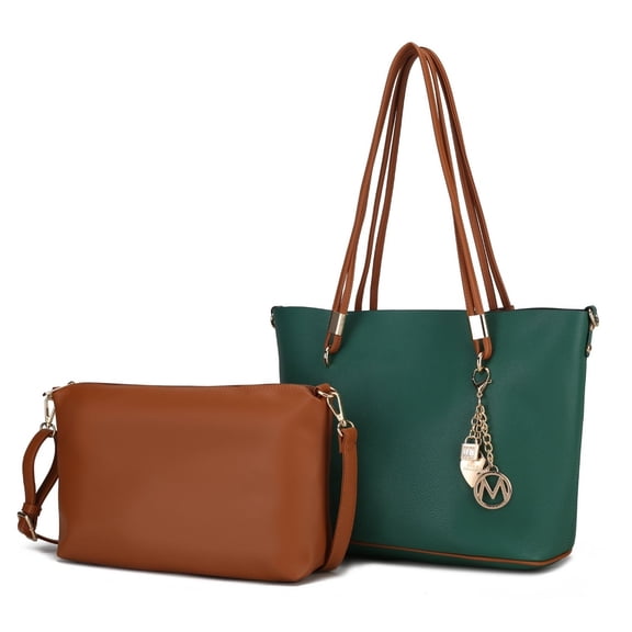 Malay Vegan Leather Womens Tote Bag with Cosmetic Pouch by Mia K 2 pieces