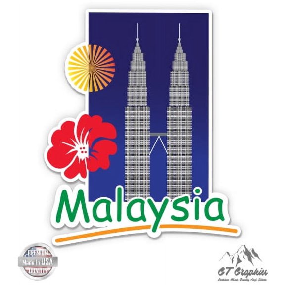 Malaysia - 3" Vinyl Sticker - For Car Laptop I-Pad Phone Helmet Hard Hat - Waterproof Decal