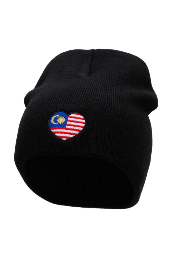 Malaysia Embroidered 8 Inch Short Beanie - Black OSFM