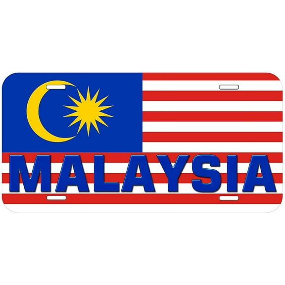 Malaysia Flag With Country Name Novelty Car Auto License Plate