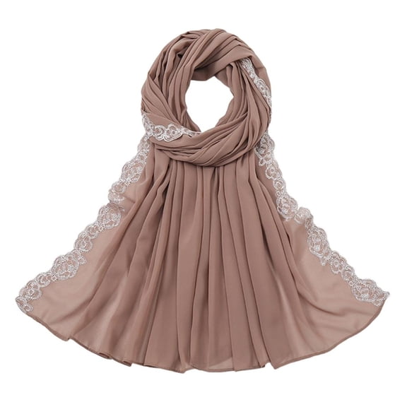 Malaysia Hijab for Ladies Lace Floral Trim Shawl Breathable Sunproof Supplies