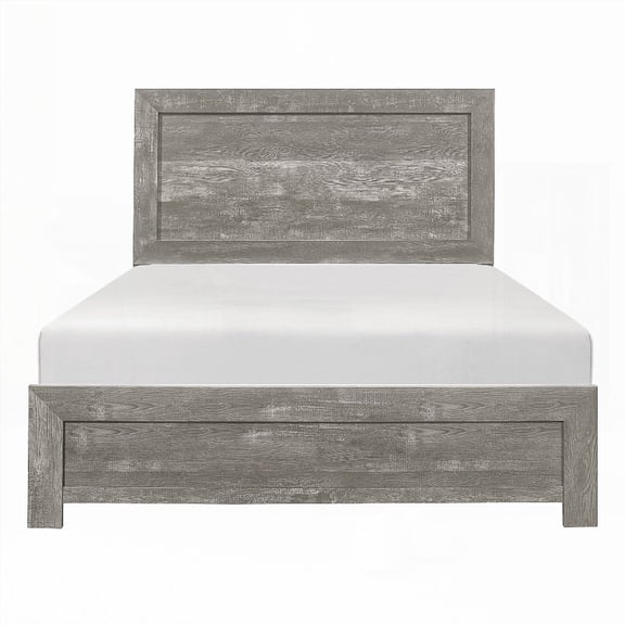 Malaysia-Made 1pc Queen Size Bed - Rustic Gray Finish, Includes Headboard & Footboard