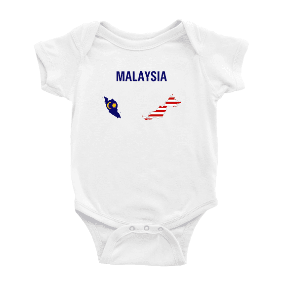Malaysia Map Flag Cute Baby Romper (White, 6-12 Months)