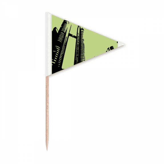 Malaysia Petronas Twin Towers Toothpick Triangle Cupcake Toppers Flag