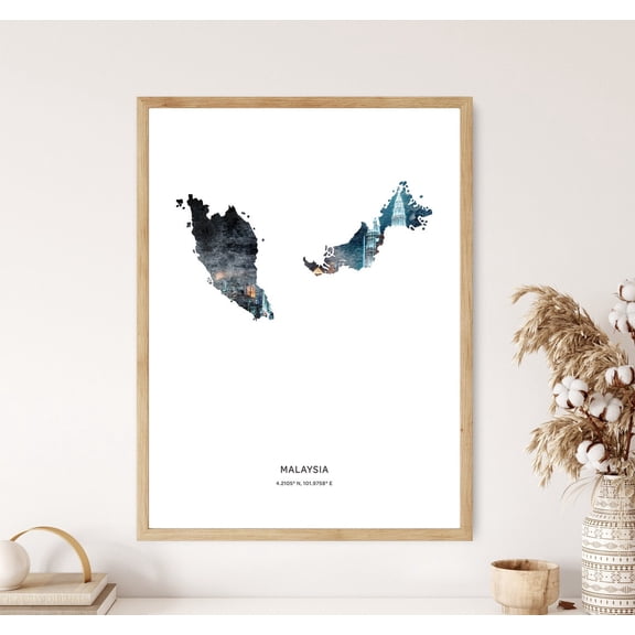 Malaysia Print, Malaysia Poster, Malaysia Map Art, Map Of Malaysia UNFRAMED Poster, Wall Art for Decor, Present, 8x12