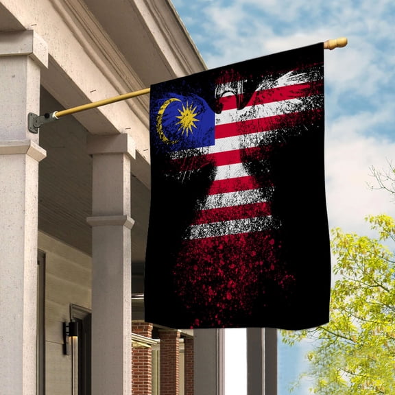 Malaysian Flag With Eagle Painting - Proud Malaysia House Flag (29.5x39.5) Double-Sided Decorative Polyester Indoor/Outdoor Flag
