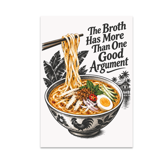 Malaysian Laksa Broth Argument Art - Food Lover - 13x19 Poster Print