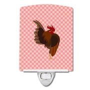 Malaysian Serama Chicken Pink Check Ceramic Night Light