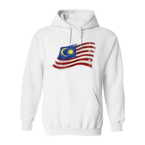 Malaysian Waving Flag Hoodie Men - Men Hoodie, White, Medium