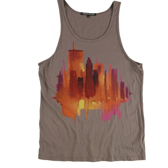 Malchick & Devotchka Womens Watercolor Print Tank Top, Brown, Small