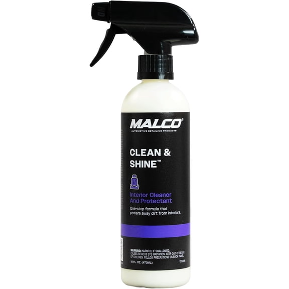 Malco Clean and Shine Interior Car Cleaner and Dressing - Best Interior Car Care to Restore Leather Plastic and Vinyl / 1 Simple Step To Clean, Condition, and Protect/Non-Glare Satin Finish (125916)