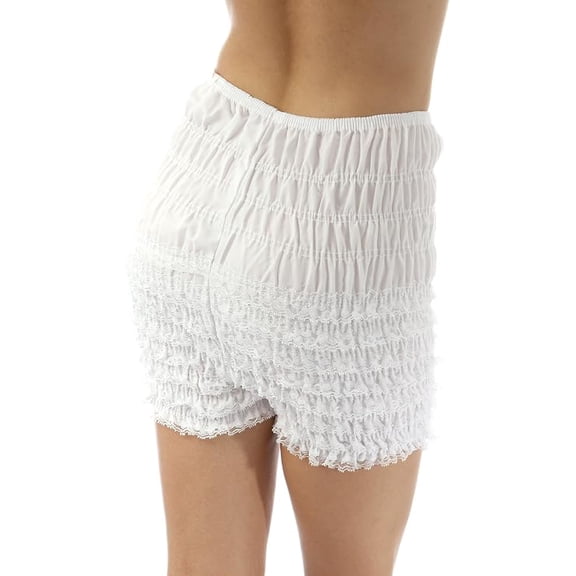 Malco Modes Women's Ruffle Bloomers Pettipants Lace Ruffle Shorts, White