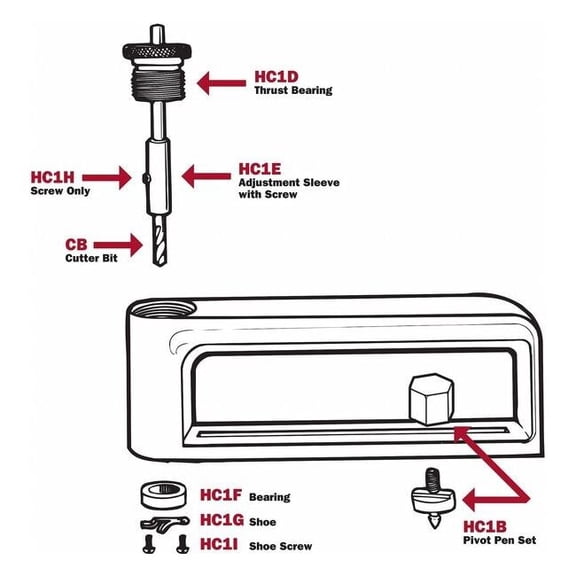 Malco Pivot Pin Set, 3.3125 in L HC1B